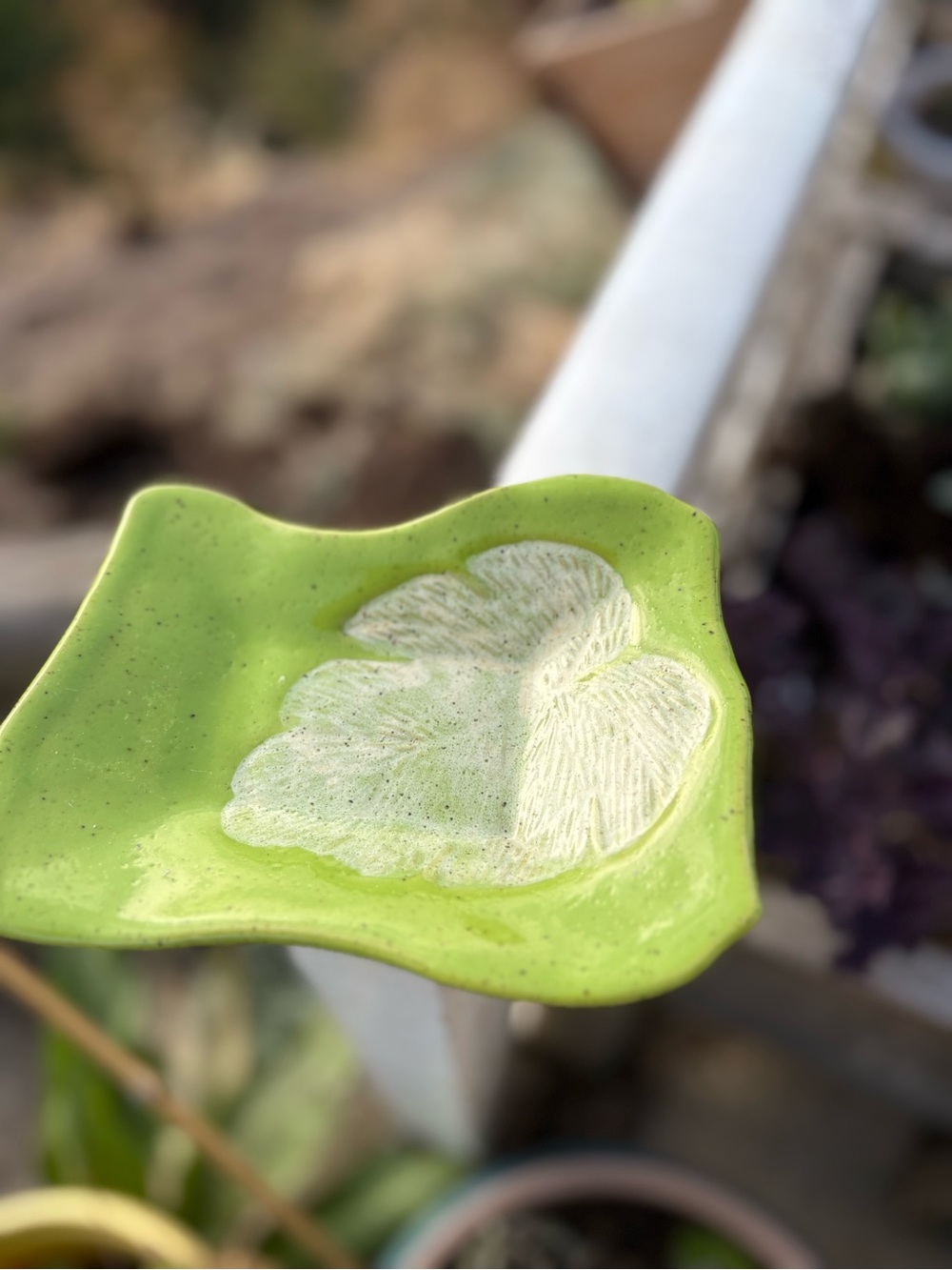 Art Pottery Signed Leaf Dish